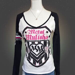 Metal Mulisha Long Sleeve Graphic Shield Y2K Women’s M Rare Moto Punk Grungecore